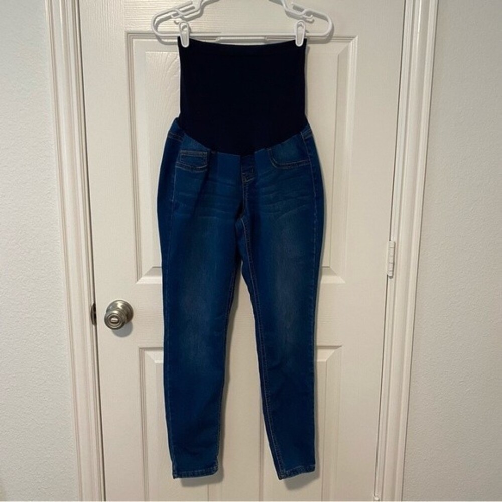 Baccini Maternity Medium Wash Denim Pull On Pants Skinny Leg Size L